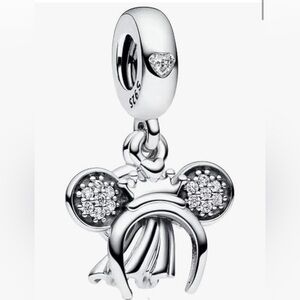 925 Minnie Mouse Headband With Engagement Ring Charm-NEW